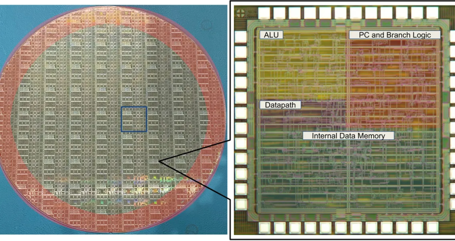 UIUC FlexiCore4 dies on 200-mm wafer.