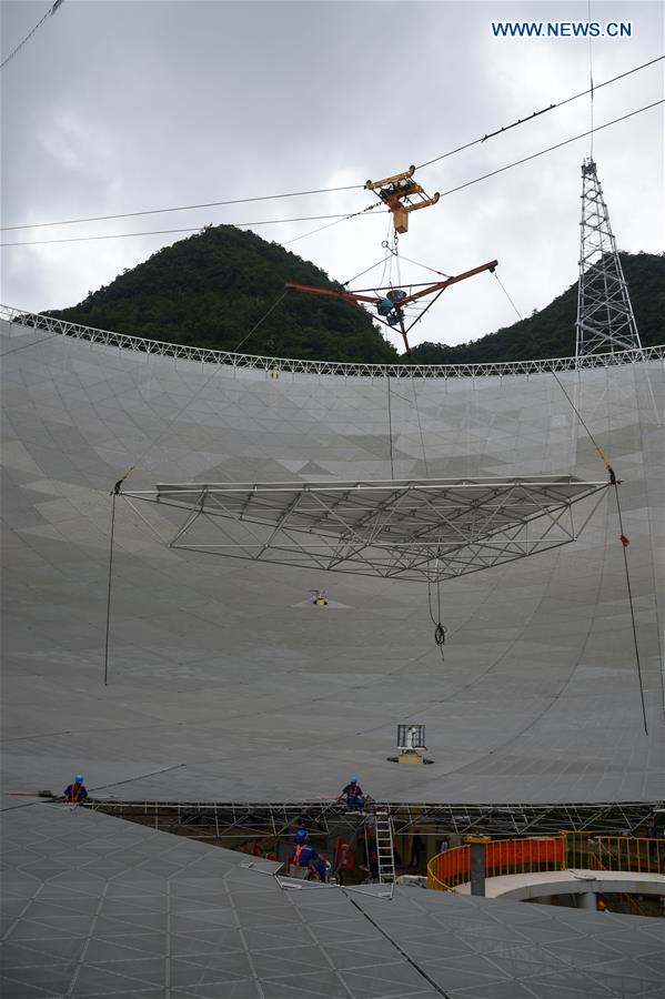 Construction of FAST telescope overhead