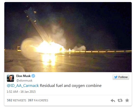 Musk tweet: Falcon 9 crash 3