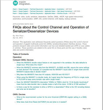 Maxim - FAQs serializer/deserializer devices