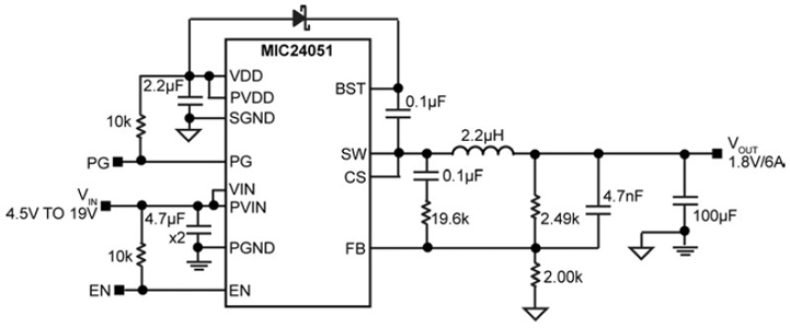 Micrel MIC2405x integrated MOSFET buck regulator