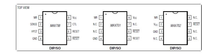 MAX700,701, and 702 pin configuration