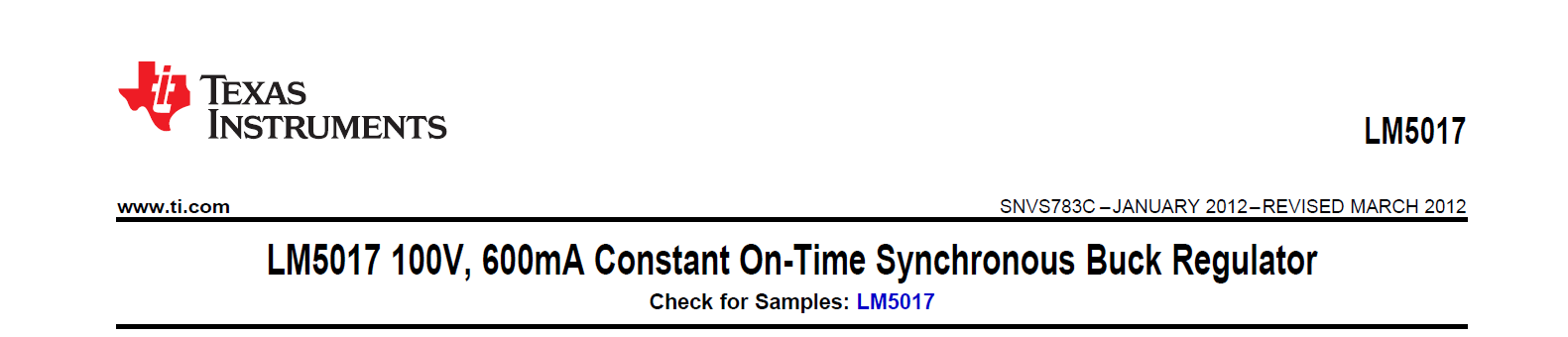 Texas Instruments LM5017:100V