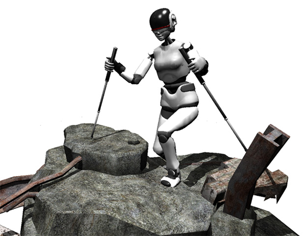 Robot with ski poles