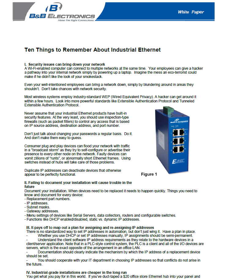 B&B - Ten Things Industrial Ethernet