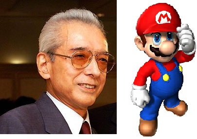 A picture of Yamauchi and Super Mario