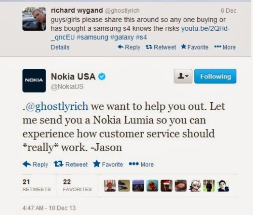 Richard Wygand and Nokia USA twitter