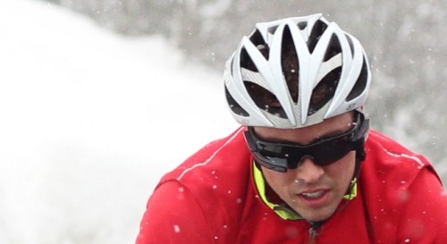 Biker wearing Google Glass