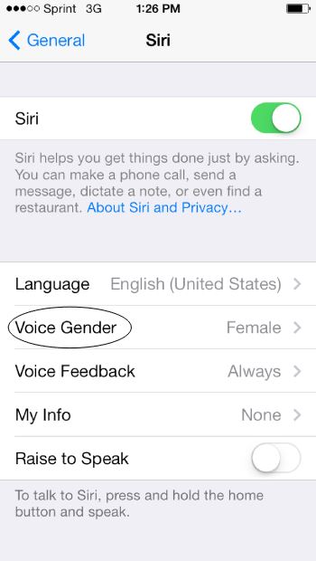 Change siri settings