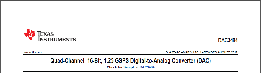 Texas Instruments Datasheet DAC3484