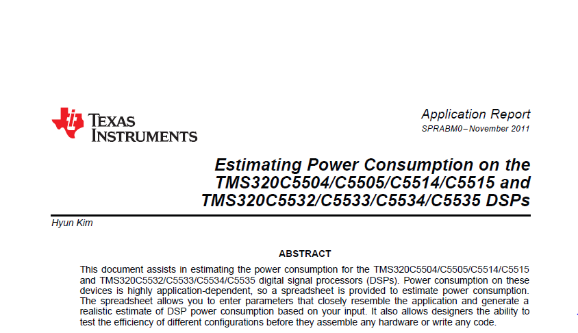 Texas Instruments Appnote Estimating Power