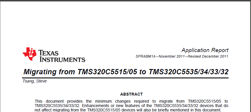 Texas Instruments Appnote Migrating