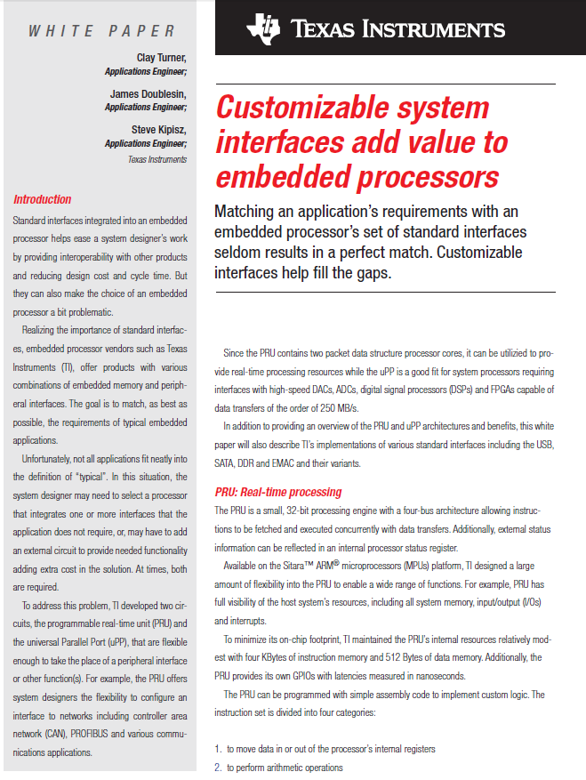 Texas Instruments Customizable System