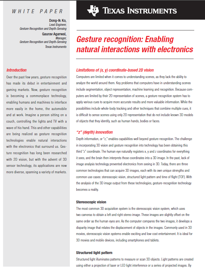 Texas Instruments Gesture Recognition