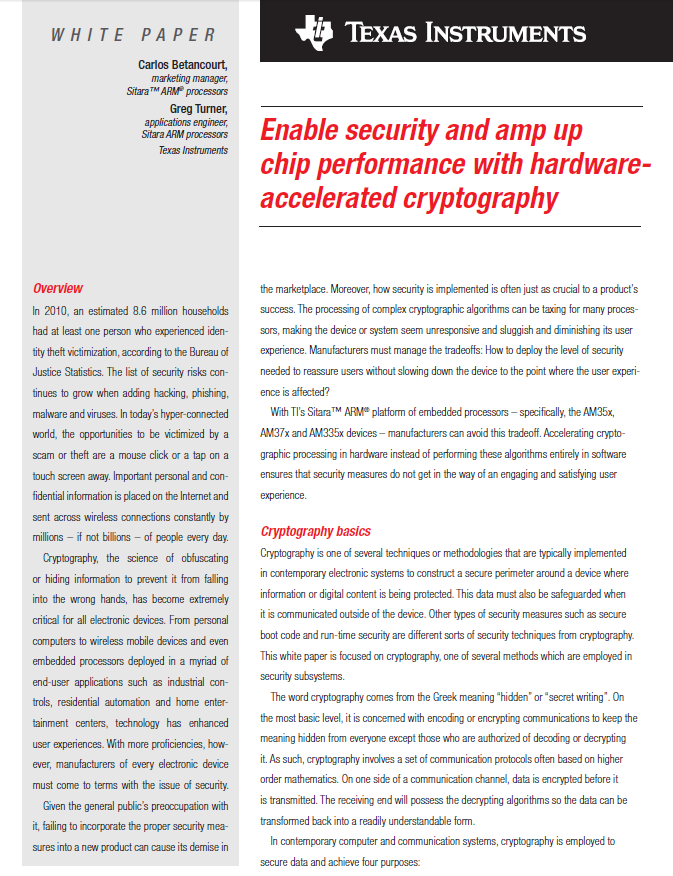 Texas Instruments Enable Security and Amp Up Chip