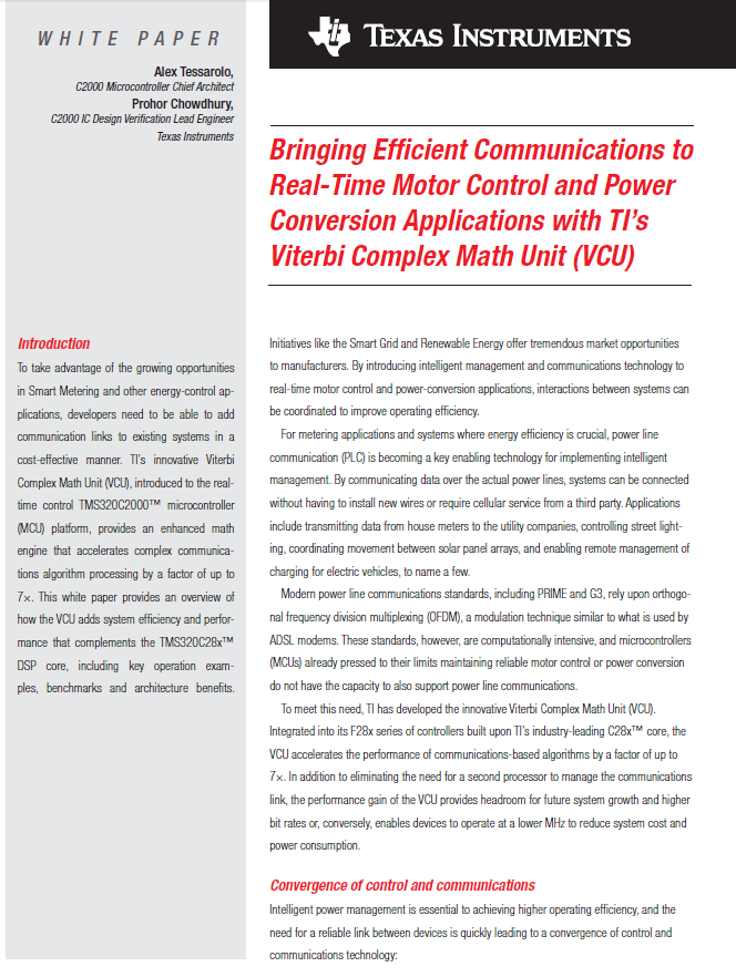 Texas Instruments Bringing Efficient Communications