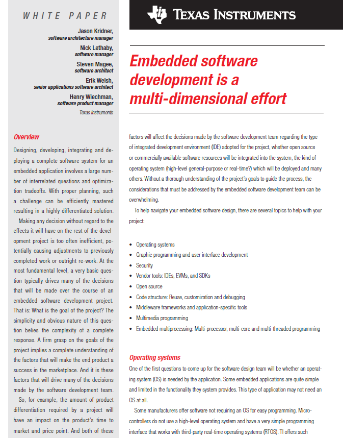 Texas Instruments Embedded Software Development