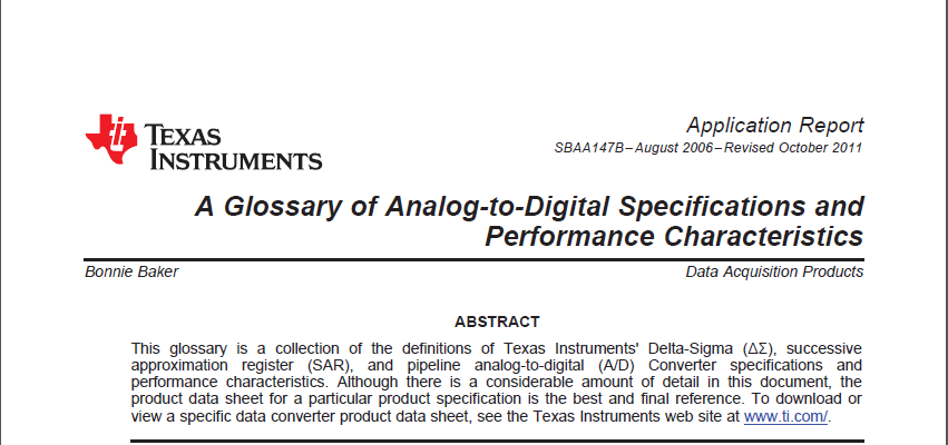 Texas Instruments A Glossary of Analog