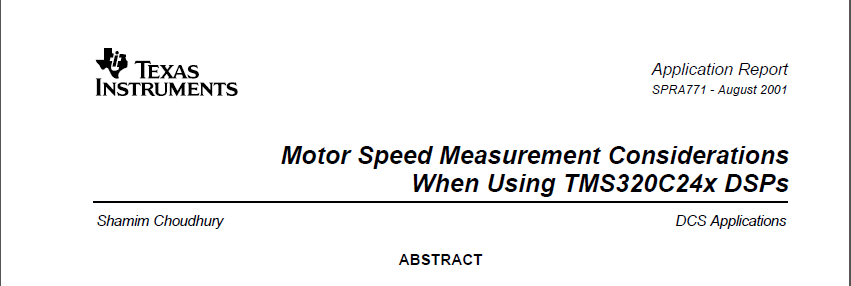 Texas Instruments Motor Speed Measurement