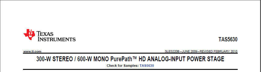 Texas Instruments Datasheet TAS5630