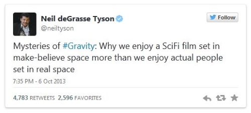 Neil deGrasse Tyson tweet about Gravity 3