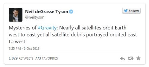 Neil deGrasse Tyson tweet about Gravity 4