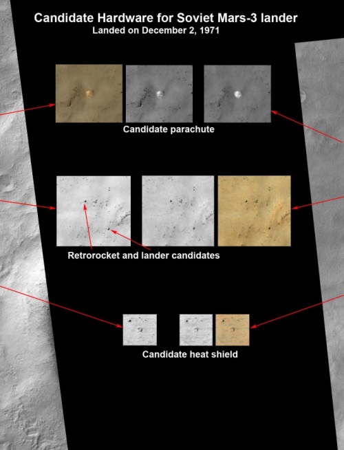 Close-up of Mars 3 lander landing site