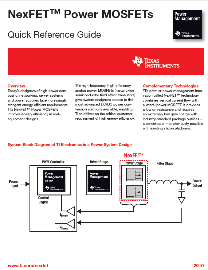 TI - NexFet Power MOSFETs Quick Ref. Guide