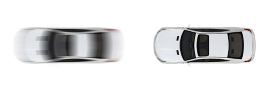 Image comparisons between low-shutter-speed (left) and high-shutter-speed (right) cameras.