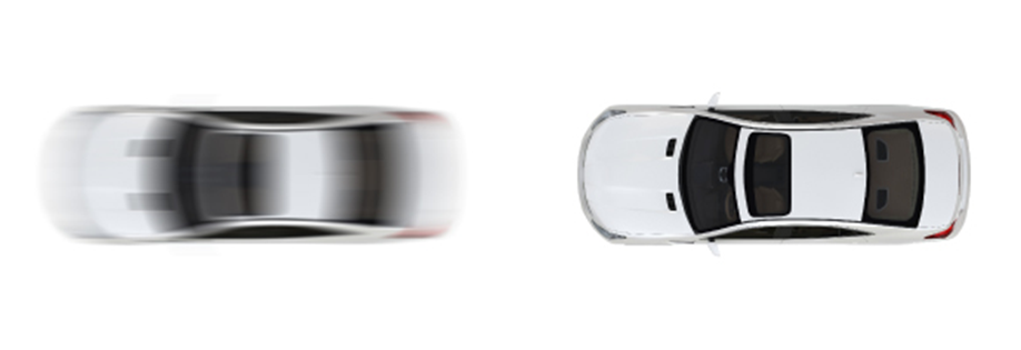 Image comparisons between low-shutter-speed (left) and high-shutter-speed (right) cameras.