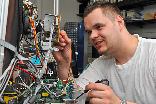 German engineer testing equipment