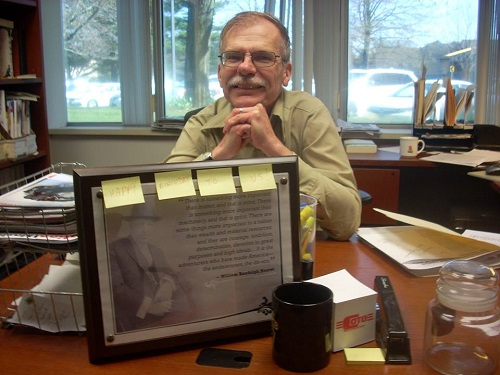 Lenny at desk