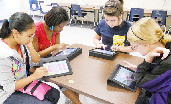 Students using iPads in the classroom