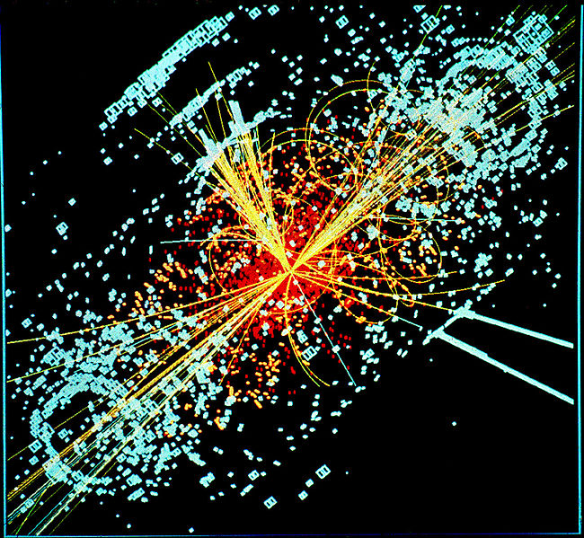 Higgs boson particle produced during a collision.