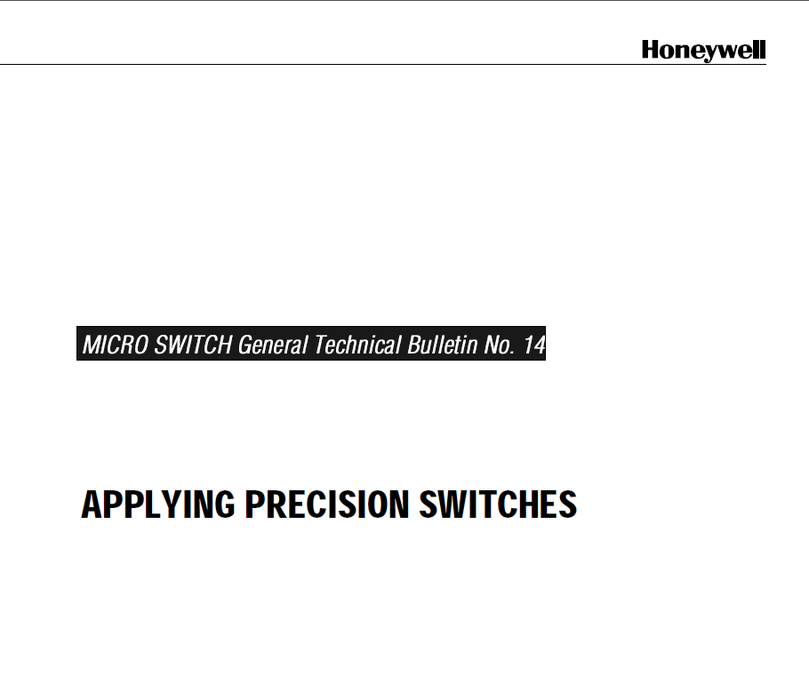 Honeywell - Micro Switch Tech Bulletin