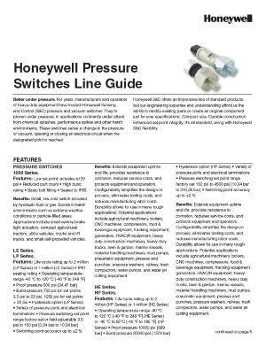 Honeywell Sensing and Control Pressure Switches