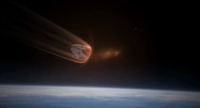 SpaceX DragonV2 entering atmosphere