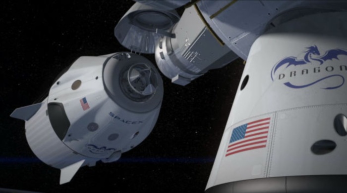 SpaceX DragonV2 preparing to dock