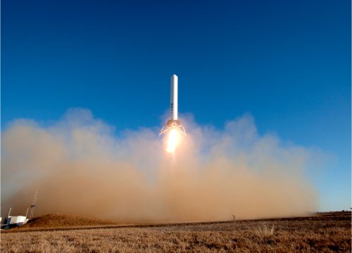 Grasshopper rocket by SpaceX takes off