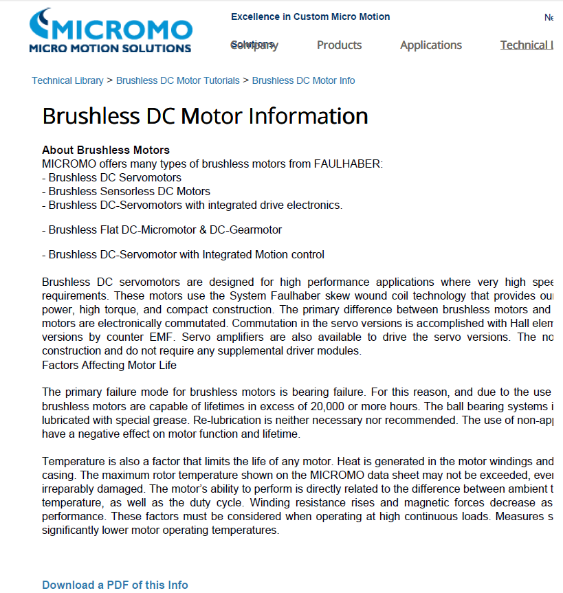 Micromo Brushless DC Motor