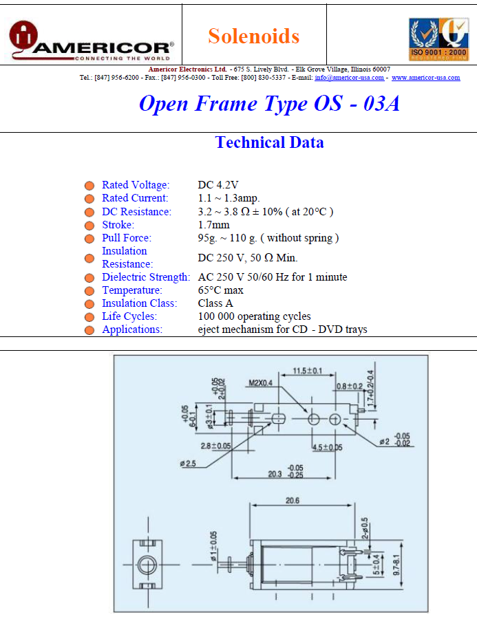 Americor Electronics - Solenoids OS-03a