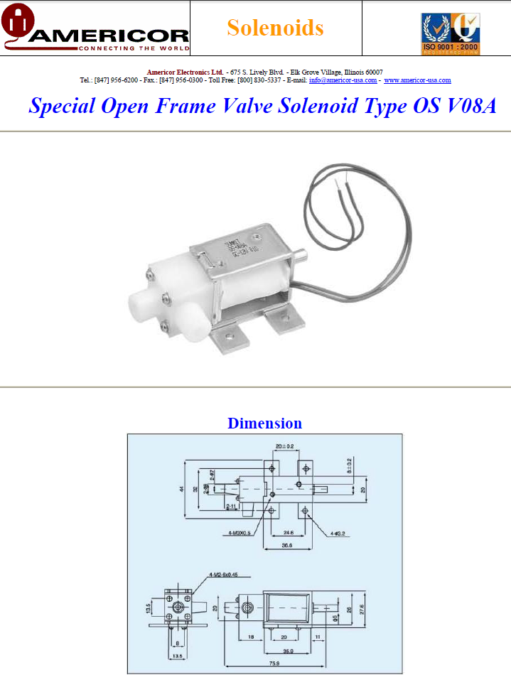 Americor Electronics - Solenoids OS-V08A