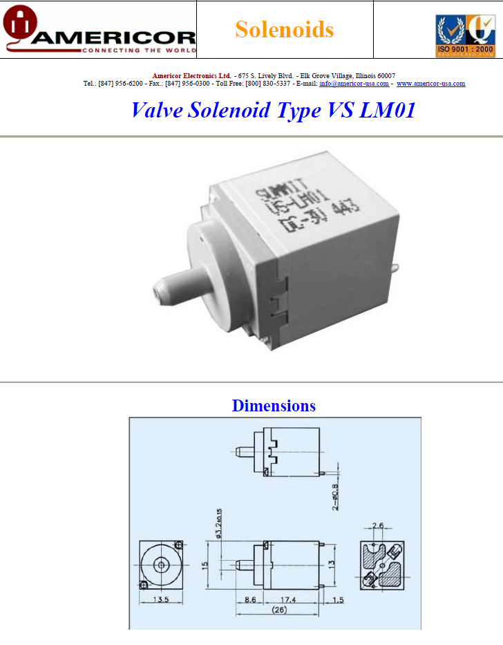 Americor Electronics - Valve Solenoids VS-LM01