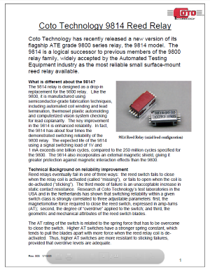 Coto Technology 9814 Reed Relay Product Evolution