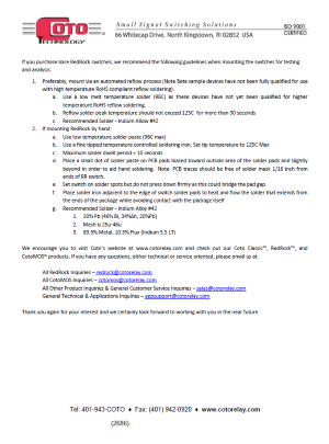 Soldering Guidelines for RedRock Switch - A Coto Technology Tech Tip