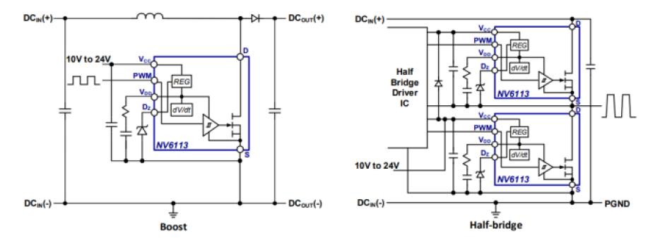 Navitas NV6113 GaNFast power device typical application circuits