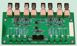 Card translates logic levels to fiber optics