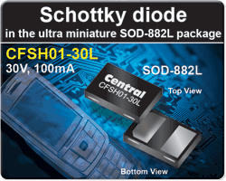 Schottky diode offered in SOD-882L package