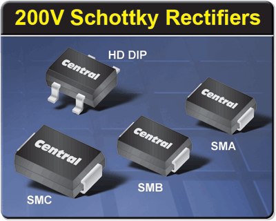 200-V rectifiers offered in surface mount pkgs