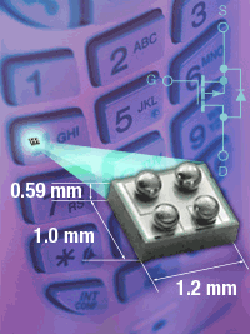 Power MOSFET has 1.2 x 1-mm footprint